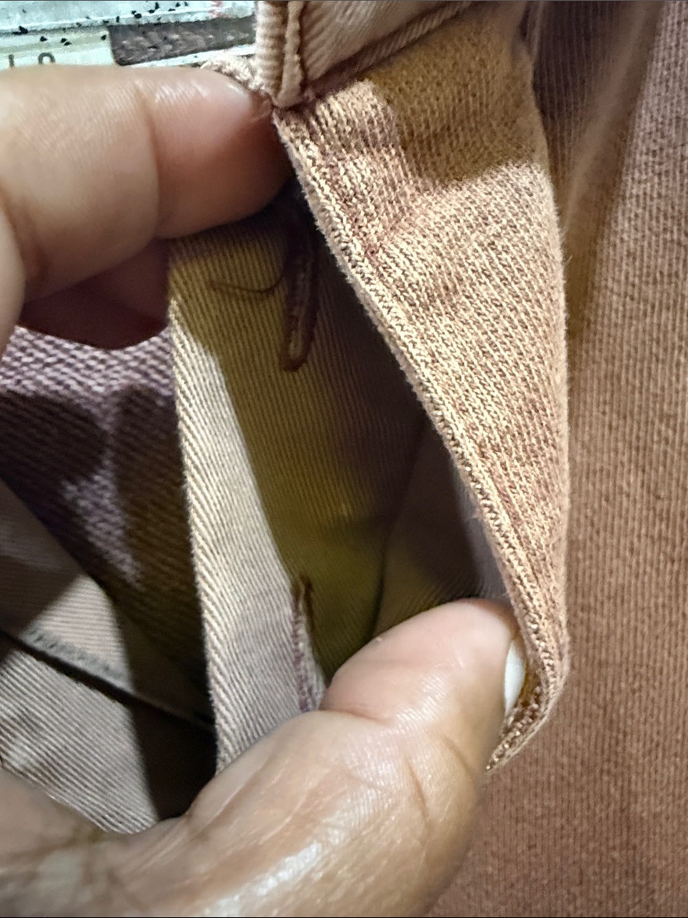 BDG (FLAW) oversized Rust Brown Polo-Style Crewneck Sweatshirt pocket large - Picture 7 of 8